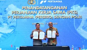 Penandatanganan Perjanjian Kerja Sama (PKS) PT Pertamina (Persero) dengan POLRI, Surabaya, 7 Mei 2024.