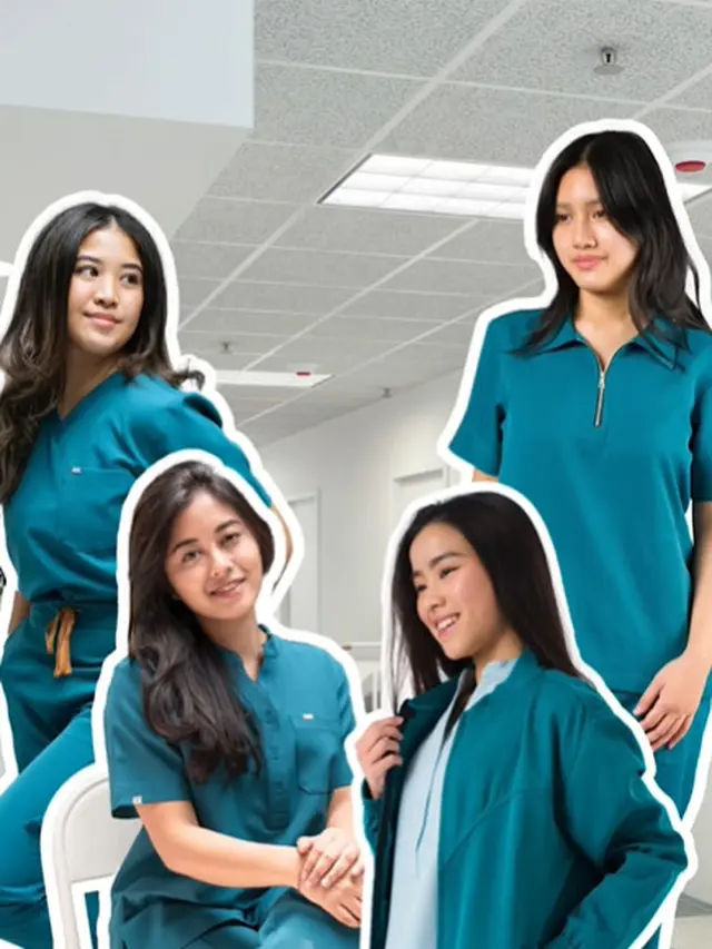 Foto perempuan mengenakan Scrub