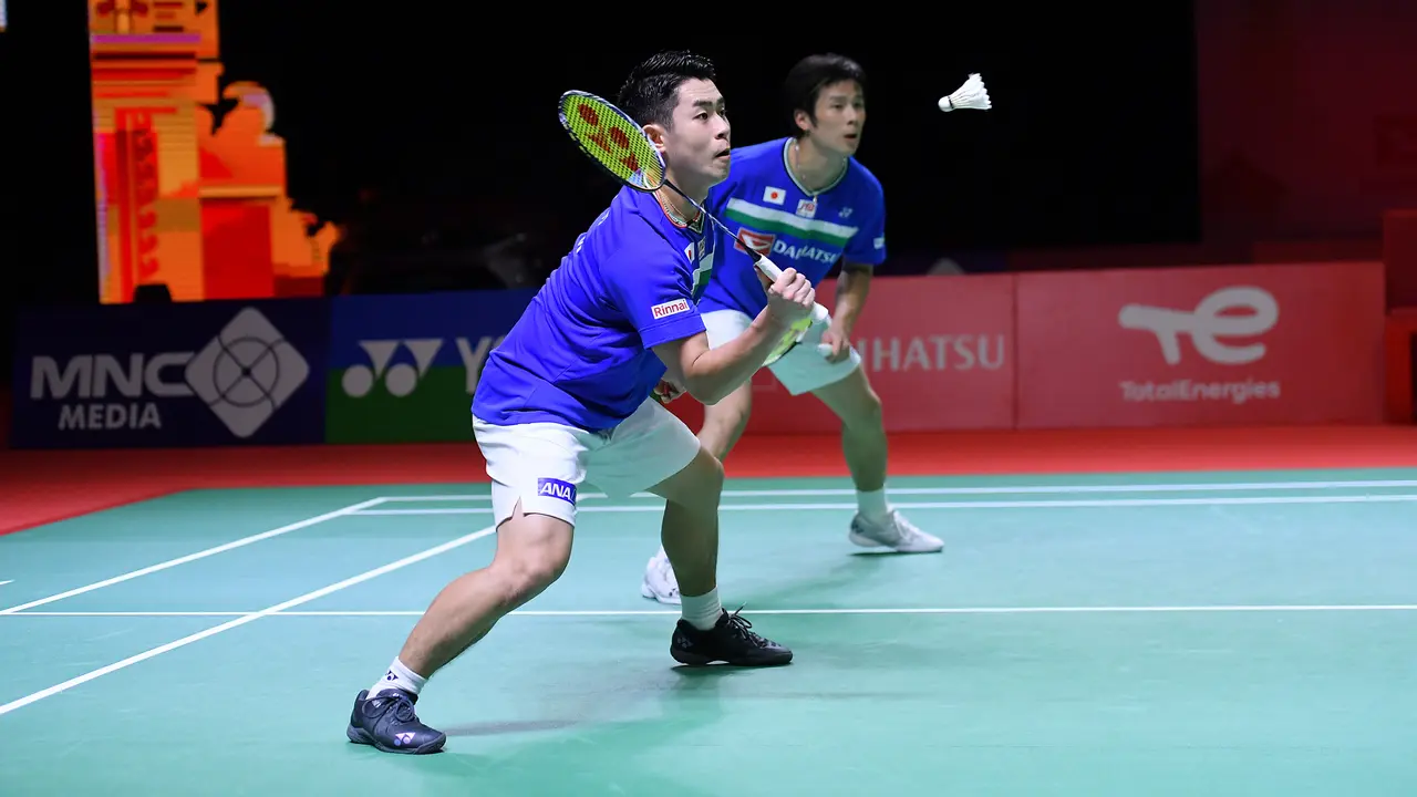 Foto: Jaga Muka Tuan Rumah, Kevin / Marcus Melangkah ke Final Indonesia Masters 2021 usai Libas Ganda Malaysia