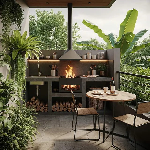 Model Dapur Kecil Minimalis dengan Tungku Api Modern