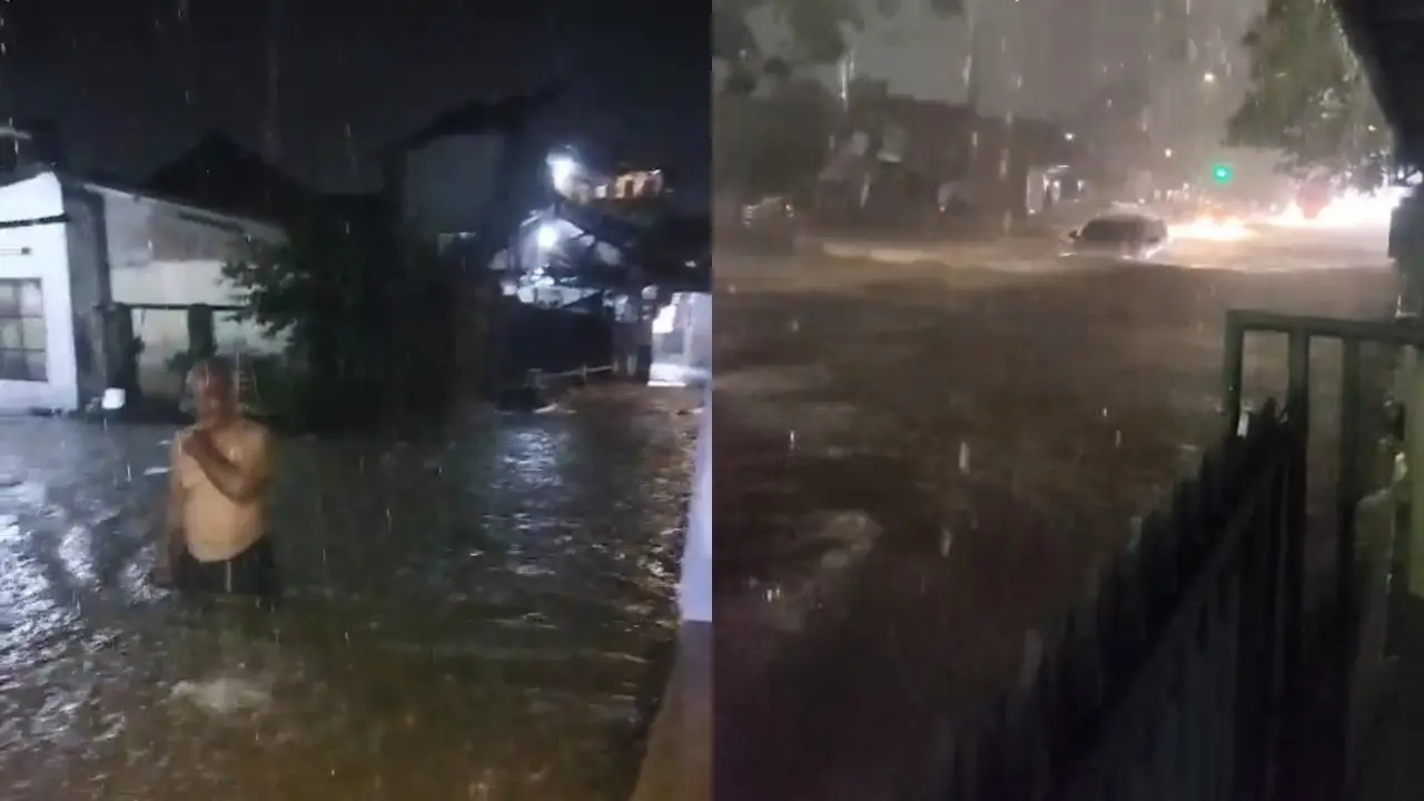 Banjir Kepung Bandar Lampung usai Hujan Deras, Air Capai Pinggang Orang Dewasa