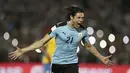 Pemain Uruguay, Edinson Cavani saat ini memimpin top scorer sementara babak kualifikasi zona CONMEBOL dengan sembilan gol. (AP/Natacha Pisarenko)