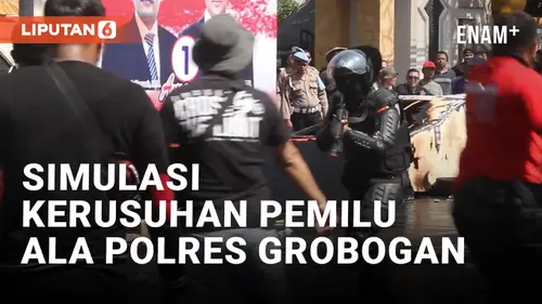 VIDEO: Polres Grobongan Gelar Simulasi Kerusuhan Pemilu