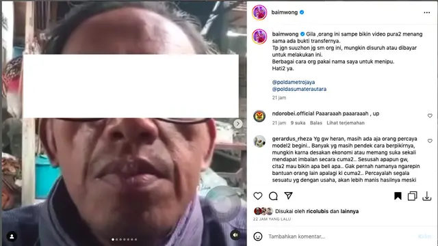Baim Wong Tak Habis Pikir Penipuan yang Mengatasnamakan Dirinya Sampai Tunjukkan Bukti Transfer Palsu dan Bikin Video Pura-Pura Menang