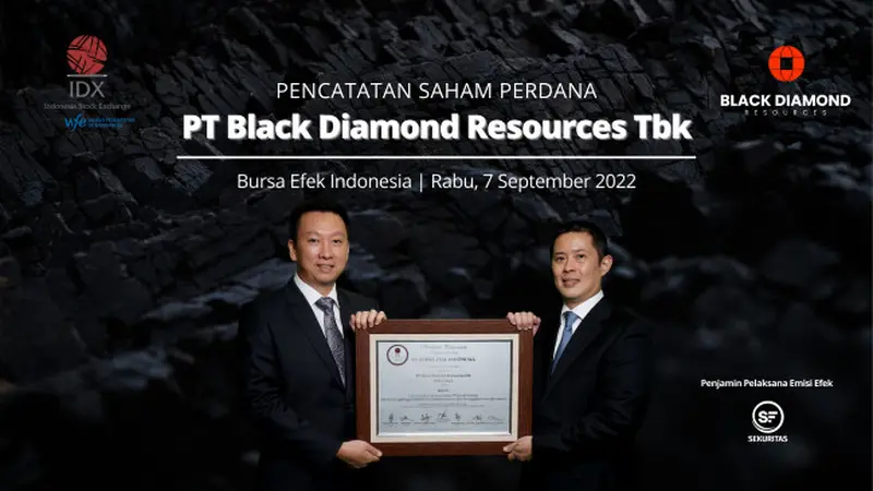 Pencatatan saham perdana PT Black Diamond Resources Tbk (COAL), Rabu, (7/9/2022) (Foto: BEI)