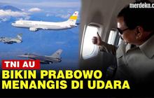 VIDEO: Tangis Prabowo Pecah Diapit Penerbang Jet Tempur TNI AU di Langit Iswahjudi