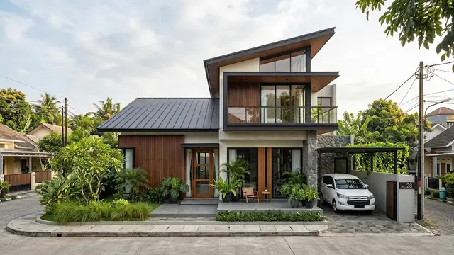 Model Rumah Minimalis Atap Miring Satu Sisi