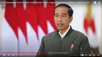 Presiden Jokowi memberikan keterangan pers terkait tragedi Arema di Stadion Kanjuruhan Malang. (Foto: Youtube Sekretariat Presiden)