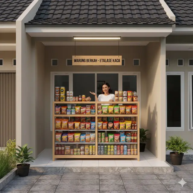 Ide Desain Warung Sembako Hemat Biaya Modal Kecil (Image by Gemini AI)