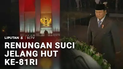 Presiden Prabowo Subianto memimpin renungan suci dan ziarah nasional di Taman Makam Pahlawan Kalibata, pada minggu malam, jelang menyambut HUT ke-81 Republik Indonesia.