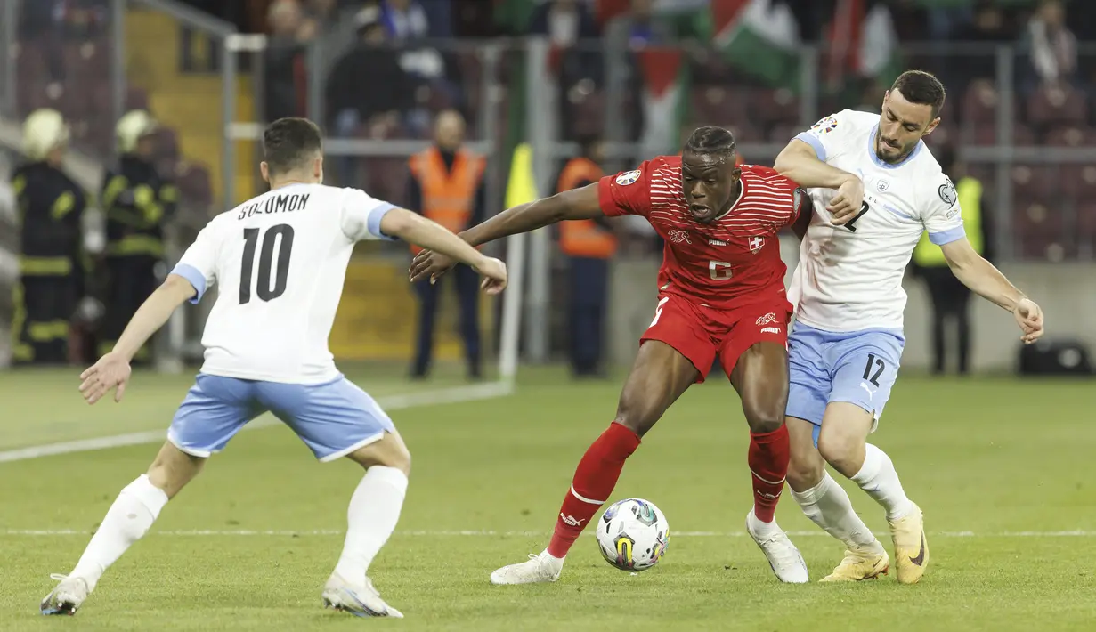 Israel hanya bisa melepas satu tembakan tepat sasaran dan hanya 30% menguasai bola. (Salvatore Di Nolfi/Keystone via AP)