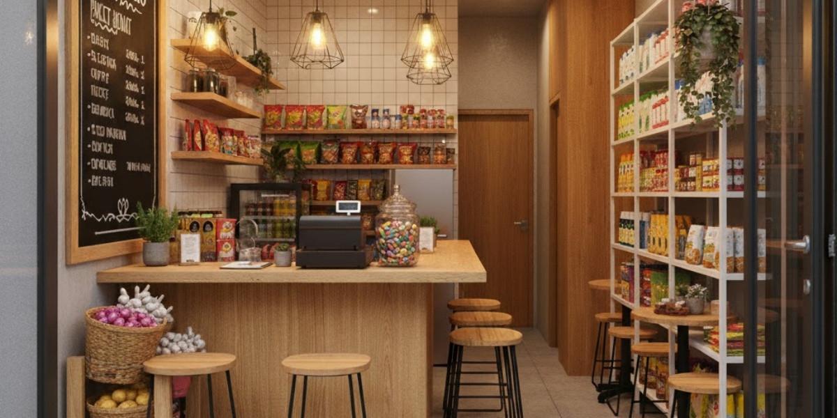 Ilustrasi Desain Warung Modern di Rumah Sempit