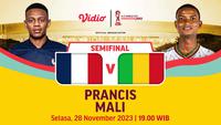 Jadwal Siaran Langsung Semifinal Piala Dunia U17: Prancis vs Mali. (Sumber: dok .vidio.com)