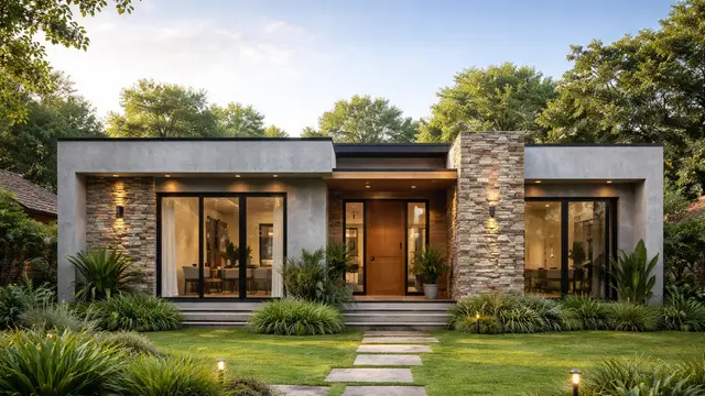 Desain Rumah Beton Minimalis di Desa (AI)