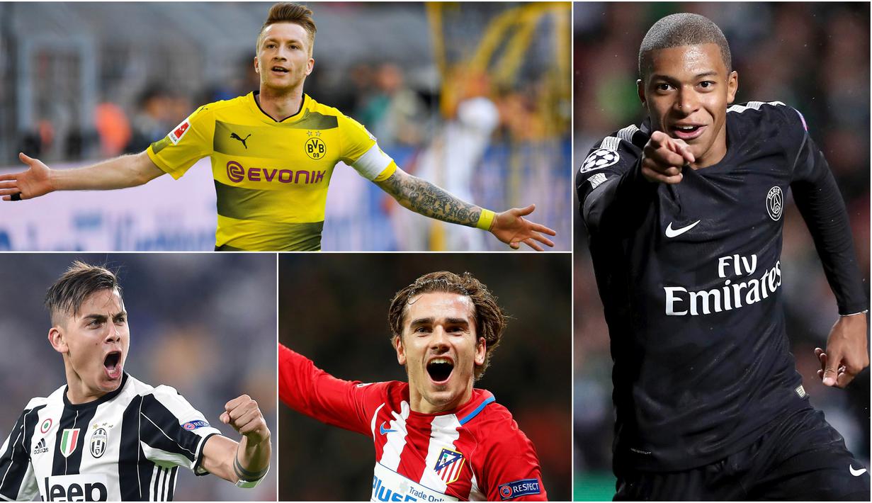 Berikut ini para pemain yang layak menggantikan Cristiano Ronaldo jika sang pemain meninggalkan Real Madrid. Tiga diantaranya adalah Neymar, Antoine Griezmann dan Paulo Dybala. (Foto-foto Kolase AP, EPA dan AFP)