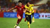 Timnas Vietnam menang 2-0 atas Malaysia pada laga ketiga Grup A Piala AFF 2018, di My Dinh Stadium, Jumat (16/11/2018) malam WIB. (AFP/Manan Vatsyayan)