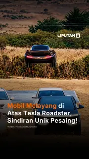 Mobil Melayang di Atas Tesla Roadster, Sindiran Unik Pesaing!