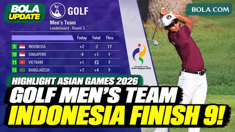 Highlight Golf Beregu Putra Indonesia di Asian Games 2026, Bertahan di Posisi 9 Usai Round 3