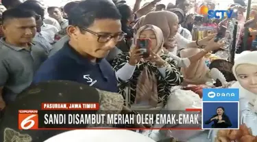 Ratusan emak-emak di Pasuruan, menyambut meriah kehadiran Cawapres 02 Sandiaga Uno. Mereka juga mengumpulkan dana bantuan kampanye yang terkumpul Rp 1,5 juta.