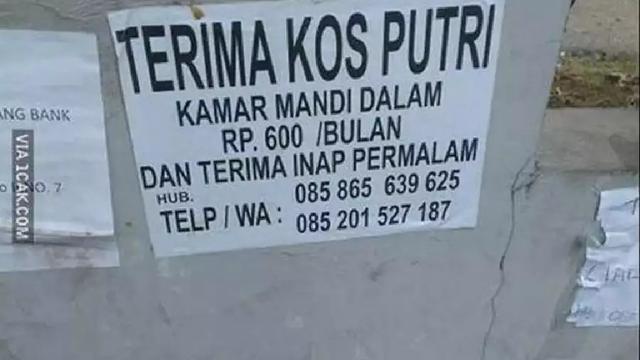 6 Tulisan Typo di Pengumuman Terima Kos Ini Maknanya Bikin Mikir Keras