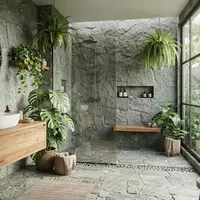 Model Kamar Mandi dengan Batu Alam (AI Generated)