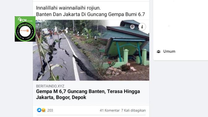 Cek Fakta Liputan6.com mendapati klaim foto dampak kerusakan gempa Banten 14 Januari 2022