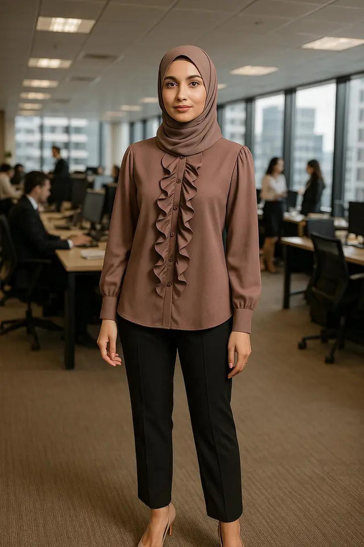 7 Rekomendasi Baju Kantor Berjilbab Blus Lengan Panjang