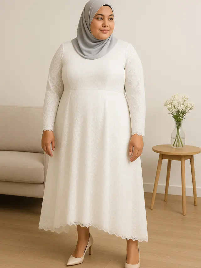 Model Dress Brokat Empire Waist untuk Orang Plus Size/via ChatGPT