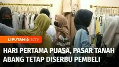 Baru hari pertama puasa, sudah banyak warga yang berburu baju lebaran di Pasar Tanah Abang, Selasa kemarin. Banyak konsumen yang datang dari luar Jakarta dan memilih ke Pasar Tanah Abang, karena banyak pilihan serta harganya terjangkau.