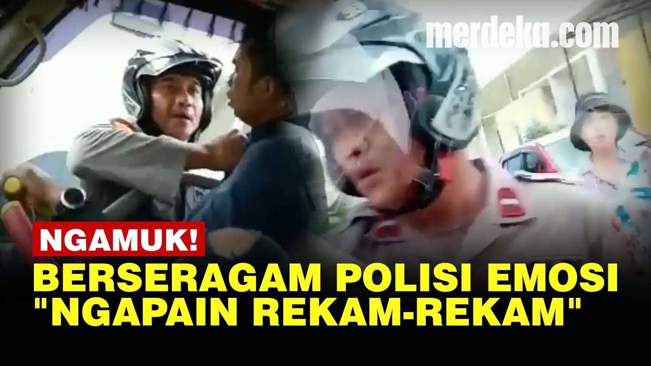 VIDEO: Berseragam Polisi, Pria Ini Ngamuk Tarik Baju Sopir Truk