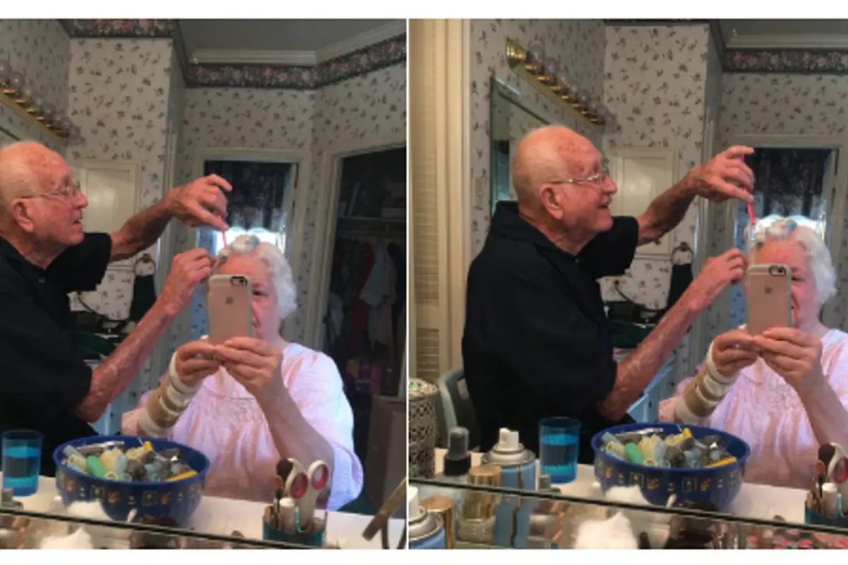 Bantu Pasang Roll Rambut, Foto Kakek-Nenek ini Viral di Internet