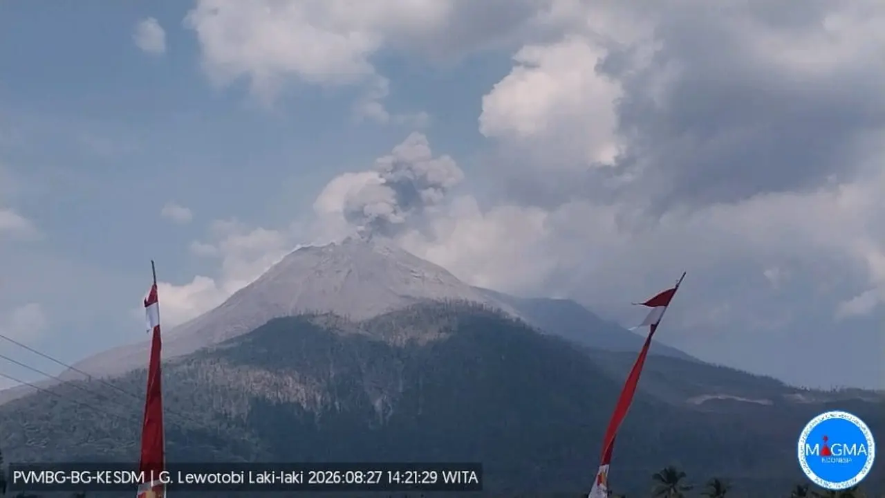 Gunung Lewotobi Laki-laki Erupsi.