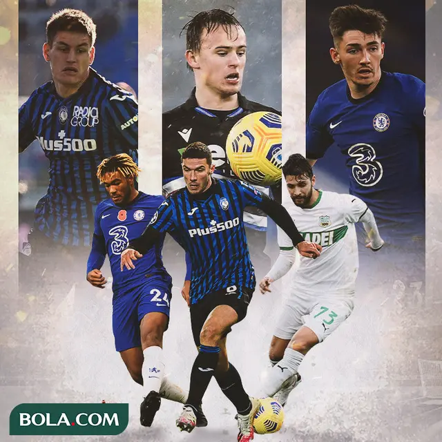Ilustrasi - Reece James, Robin Gosens, Manuel Locatelli, Spinazzolla, Joakim Maehle, Mikkel Damsgaard, Billy Gilmour