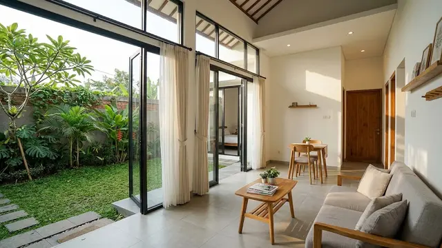 Desain Minimalis Tropis dengan Jendela Kaca Besar