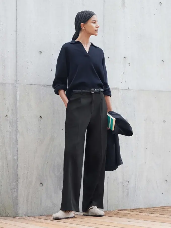 Ilustrasi tampilan elegan dan profesional/uniqlo Indoensia