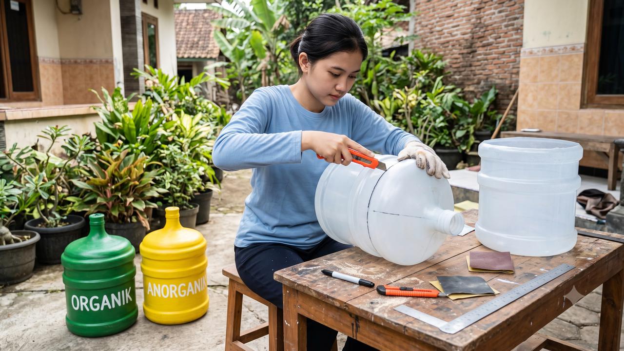 Cara Membuat Tempat Sampah Pilah dari Galon Bekas