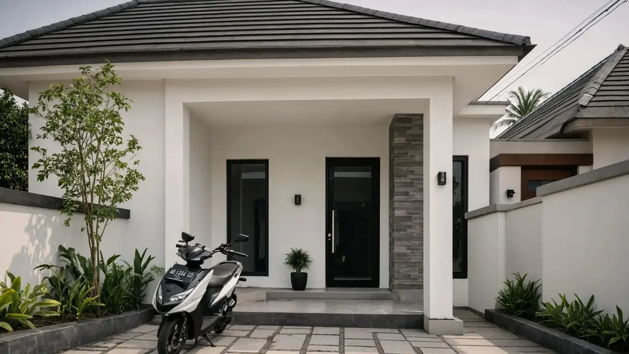 Inspirasi Garasi Motor Sederhana di Rumah Kecil (AI)