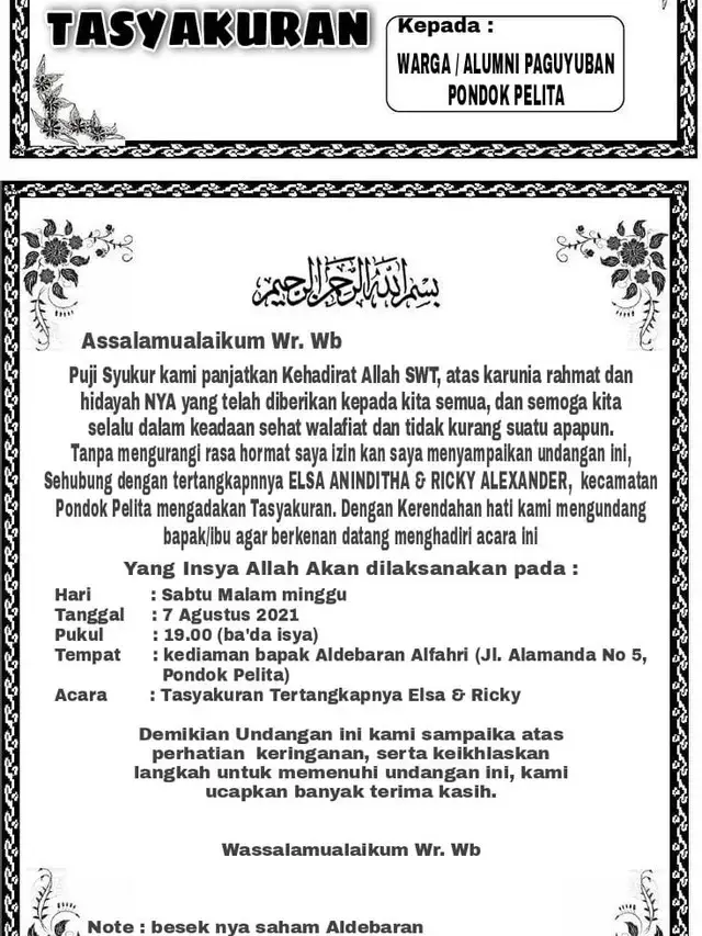 6 Undangan Tasyakuran Nyeleneh Ini Bikin Tepuk Jidat