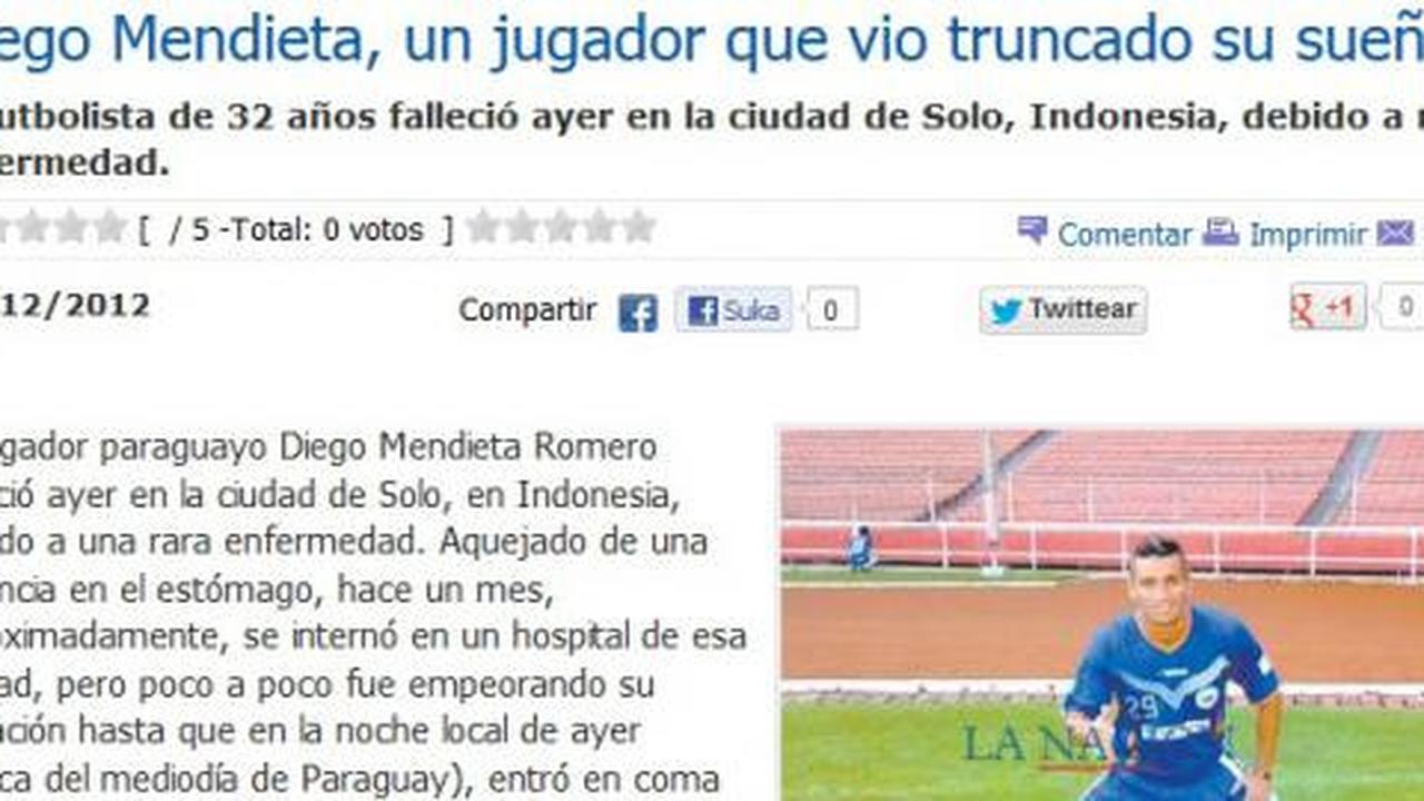 Media Paraguay ramai beritakan nestapa Diego Mendieta di Solo