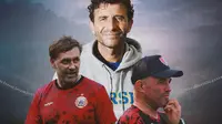 Ilustrasi - Thomas Doll, Luis Milla, Bernardo Tavares (Bola.com/Adreanus Titus)