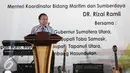 Menko Maritim Rizal Ramli memberikan paparan saat menghadiri acara 'Malam Budaya Menyongsong Badan Otorita Danau Toba' di Gedung BPPT, Jakarta, Rabu (25/5/2016). (Liputan6.com/Faizal Fanani)