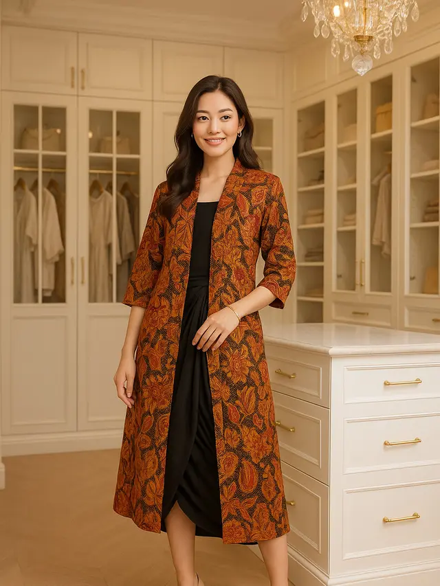 Model Baju Batik dengan Rok Hitam