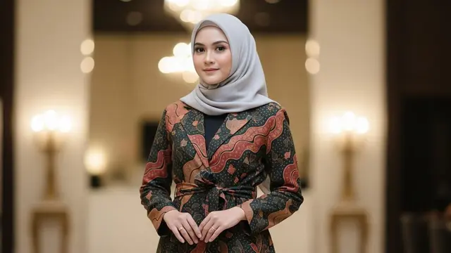 Model Gamis Terbaru Batik Kombinasi Blazer