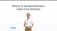 Seragam Pramugari Garuda Indonesia 1949 (dok.facebook Garuda Indonesia/https://www.facebook.com/watch/?v=1442259469222104//Devita