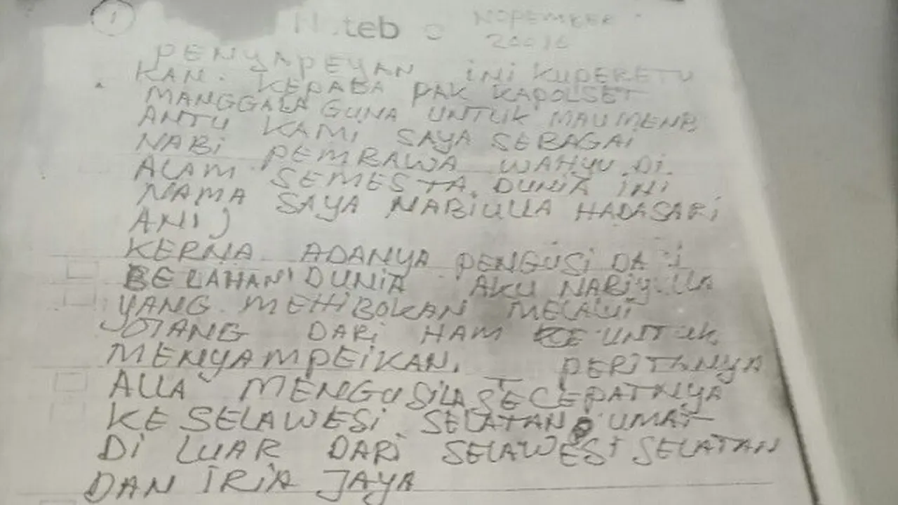 Isi Kitab Tulisan Tangan Hadasari yang Mengaku Nabi ke-26