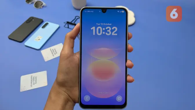 Tampilan layar depan Samsung Galaxy A18. Liputan.com/Aisyah Mustika