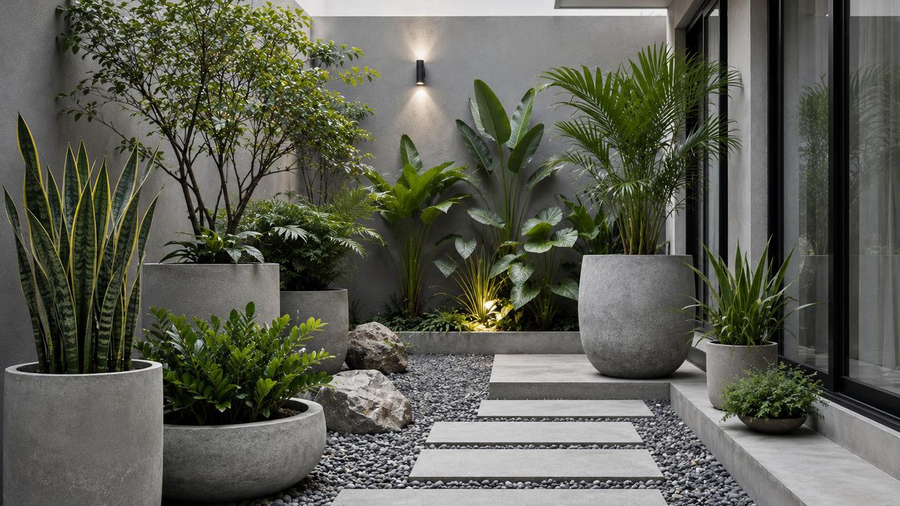 Inspirasi Taman Bertekstur tanpa Banyak Warna (AI Generated)