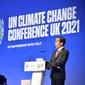 Presiden Jokowi saat berbicara dalam KTT Pemimpin Dunia tentang Perubahan Iklim atau COP26 di Scottish Event Campus, Glasgow, Skotlandia, Senin (1/11/2021). (Foto Biro Pers Sekretariat Presiden)