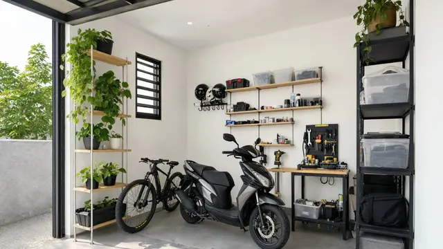 Inspirasi Garasi Motor Sederhana di Rumah Kecil (AI)
