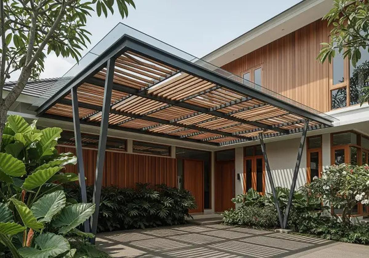 8 Inspirasi Rumah dengan Carport Baja Ringan Modern Minimalis yang Estetik dan Fungsional